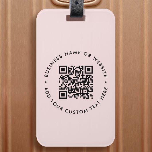 Étiquette À Bagage Code QR | Entreprise moderne Blush Rose Feminine