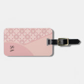 Étiquette À Bagage Code QR féminin unique en rose géométrique Motif (Devant horizontal)