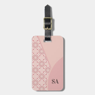 Étiquette À Bagage Code QR féminin unique en rose géométrique Motif