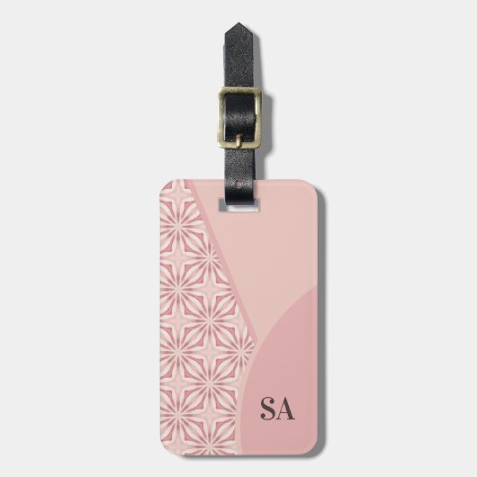 Étiquette À Bagage Code QR féminin unique en rose géométrique Motif (Devant Vertical)