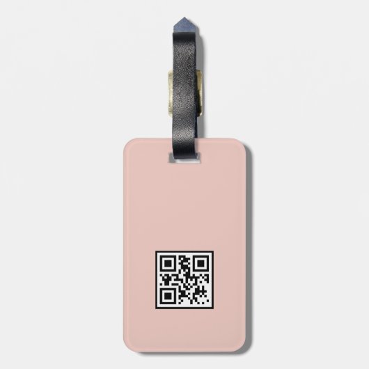 Étiquette À Bagage Code QR féminin unique en rose géométrique Motif (Dos Vertical)