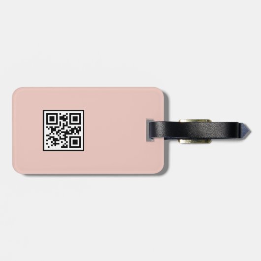 Étiquette À Bagage Code QR féminin unique en rose géométrique Motif (Dos horizontal)