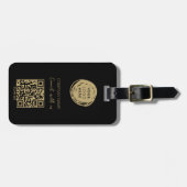 Étiquette À Bagage Code QR Logo d'entreprise Noir moderne (Devant horizontal)