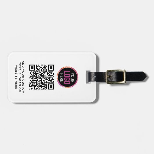 Étiquette À Bagage Code QR | Logo professionnel moderne (Devant horizontal)