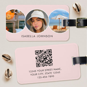 Étiquette À Bagage Code QR minimaliste moderne photo personnalisée ro