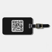 Étiquette À Bagage Code QR moderne éditable | Noir Blanc ou Toute Cou (Devant horizontal)