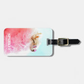 Étiquette À Bagage Code QR moderne personnalisable double photo scann (Devant horizontal)