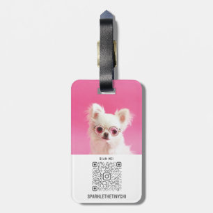 Étiquette À Bagage Code QR moderne personnalisable double photo scann