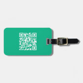 Étiquette À Bagage Code QR modifiable Générez le vôtre | Vert sarcel (Devant horizontal)