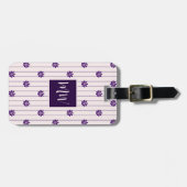 Étiquette À Bagage Code QR monogramme Fleur violette (Devant horizontal)