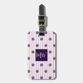 Étiquette À Bagage Code QR monogramme Fleur violette (Devant Vertical)