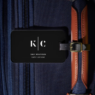 Étiquette À Bagage Code QR noir élégant et épuré