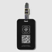 Étiquette À Bagage Code QR noir | ID de logo d'entreprise professionn (Devant Vertical)
