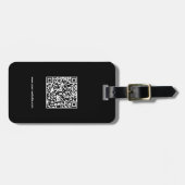 Étiquette À Bagage Code QR, Nom & Infos, Noir & Blanc, Élégant (Devant horizontal)
