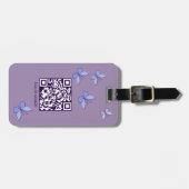 Étiquette À Bagage Code QR Papillons bleu-violet (Devant horizontal)