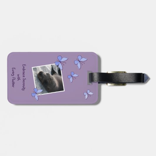 Étiquette À Bagage Code QR Papillons bleu-violet (Dos horizontal)