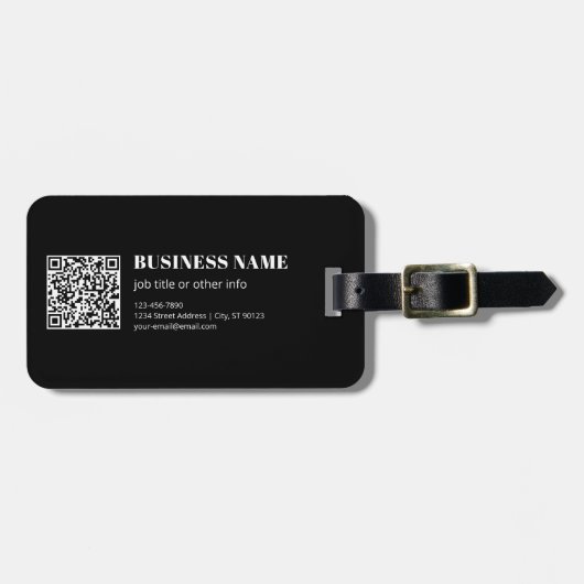 Étiquette À Bagage Code QR personnalisé & Texte rétro-moderne modifia (Devant horizontal)