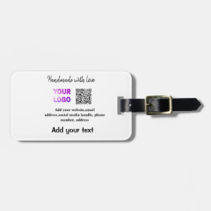 Étiquette À Bagage Code qr simple minimaliste ajouter logo nom du cod