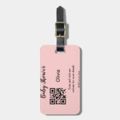 Étiquette À Bagage Code QR simple pour baby shower avec nom et texte (Devant Vertical)