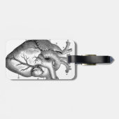 Étiquette À Bagage Coeur anatomique noir (Dos horizontal)