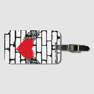 Étiquette À Bagage Coeur avec ailes / étiquette de bagage murale en b