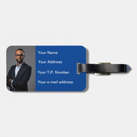 Étiquette À Bagage Coeur bleu (Dos horizontal)