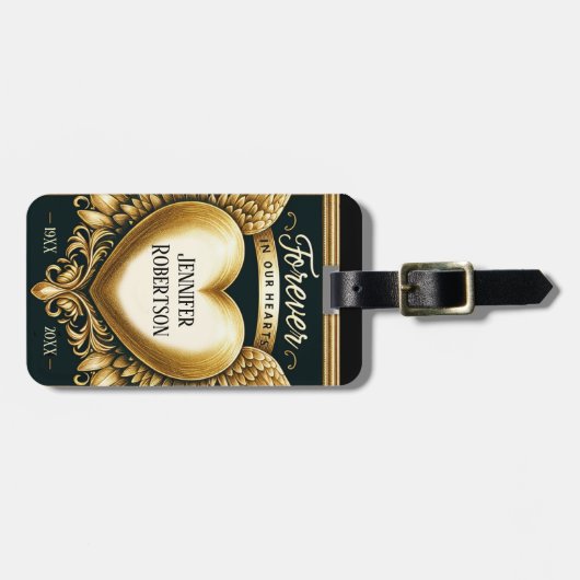 Étiquette À Bagage Coeur commémoratif personnalisé (Devant horizontal)