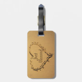 Étiquette À Bagage Coeur d'amour à la plage juste mariée (Dos Vertical)