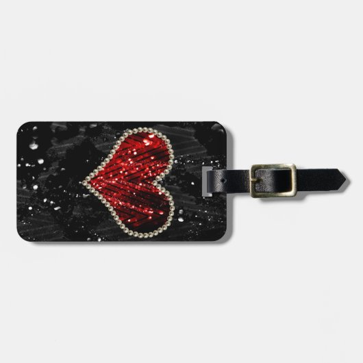 Étiquette À Bagage Coeur de perle (Devant horizontal)