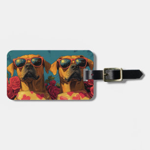 Étiquette À Bagage Cœur de Rhodesian Ridgeback Roses Saint-Valentin