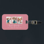Étiquette À Bagage Coeur de script mignon moderne multi photo meilleu<br><div class="desc">Coeur de script mignon moderne multi photo meilleurs amis triptyque cadeau</div>