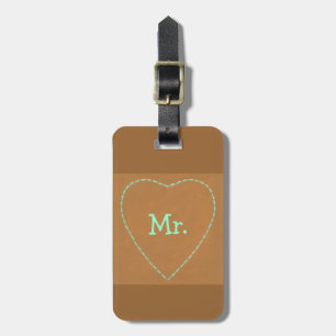 Étiquette À Bagage Coeur de turquoise sur M. Brown Luggage Tags