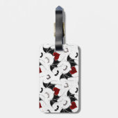 Étiquette À Bagage Coeur d'Halloween avec ailes de chauve-souris noir (Dos Vertical)