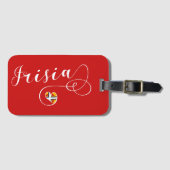 Étiquette À Bagage Coeur du drapeau de la Frise, Frisians (Devant Horizontal)