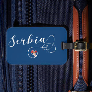 Étiquette À Bagage Coeur du drapeau serbe, Republika Srbija