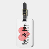 Étiquette À Bagage Coeur empilé Rustique M & Mme Monogram (Devant Vertical)