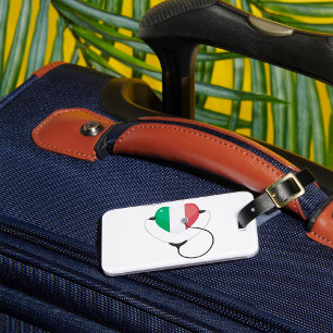 Étiquette À Bagage Cœur italien avec stéthoscope de soins de santé