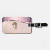 Étiquette À Bagage Coeur métallique moderne élégant (Devant horizontal)