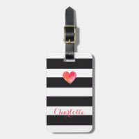 Coeur rayé personnalisé d'aquarelle d'étiquette de