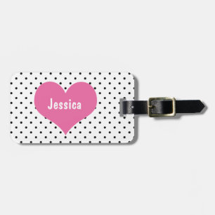 Étiquette À Bagage Coeur rose - étiquette Girly de bagage d'adresse