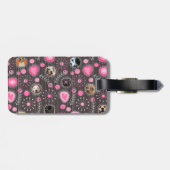 Étiquette À Bagage Coeur rose mignon et Flower Chien Maman Photo Coll (Dos horizontal)