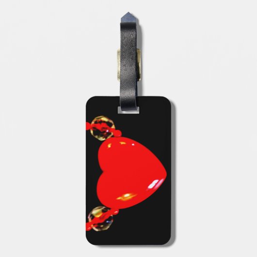 Étiquette À Bagage Coeur rouge (Dos Vertical)
