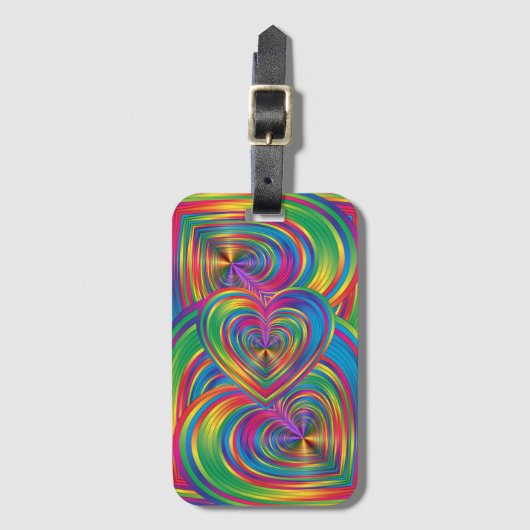 Étiquette À Bagage Coeurs Abstraits Abstraits (Devant Vertical)