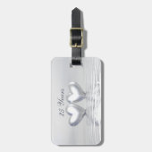 Étiquette À Bagage Coeurs argentés d'anniversaire (Devant Vertical)