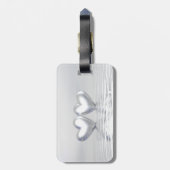 Étiquette À Bagage Coeurs argentés d'anniversaire (Dos Vertical)