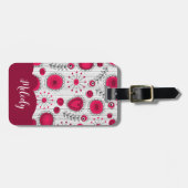 Étiquette À Bagage Coeurs blancs blancs blancs blancs Whimsical fleur (Devant horizontal)