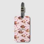 Étiquette À Bagage Coeurs Casquette Brown occidental (Devant Vertical)