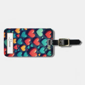 Étiquette À Bagage Coeurs colorés, art Valentin (Devant horizontal)