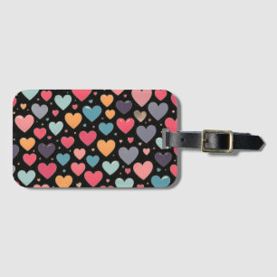 Étiquette À Bagage Coeurs colorés Saint Valentin