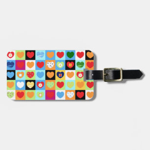 Étiquette À Bagage Coeurs colorés, tag